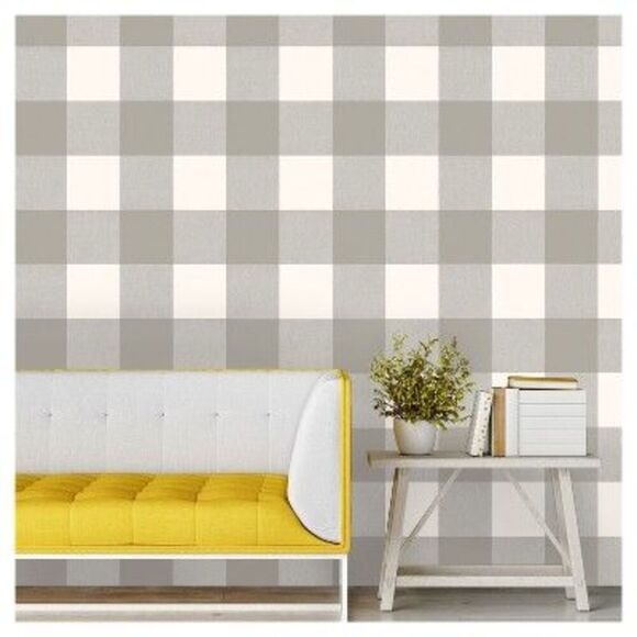 Threshold -  Buffalo Plaid 198"x20" Peel and Stick Wa Gray - Picture 4 of 4